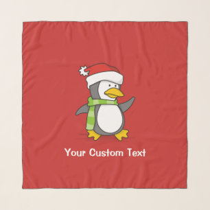 Christmas penguin walking on snow scarf