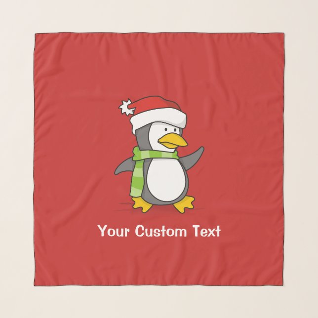 Christmas penguin walking on snow scarf (Front (Horizontal))