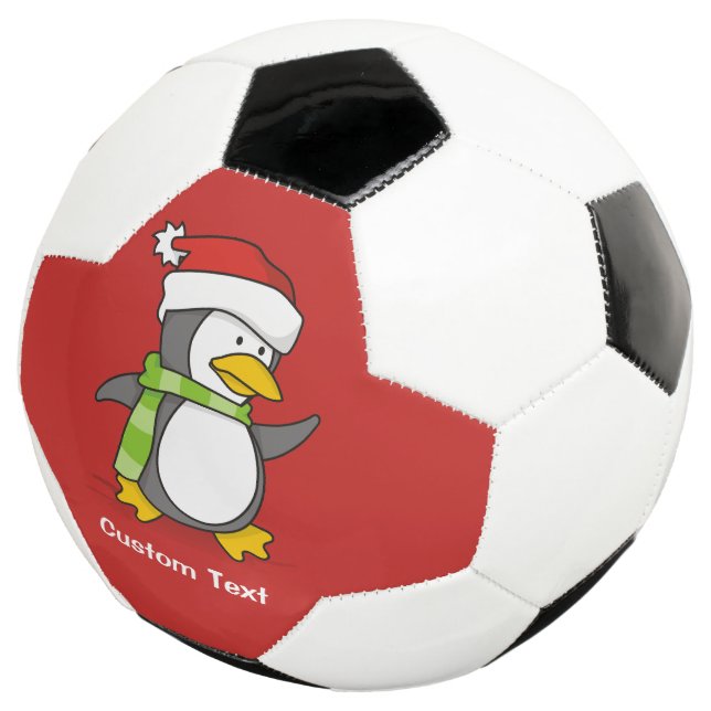 Christmas penguin walking on snow soccer ball (Three Quarter)