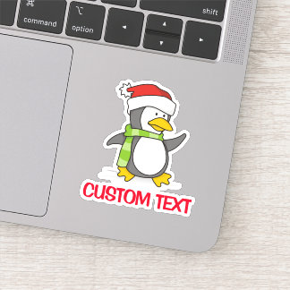 Christmas penguin walking on snow sticker
