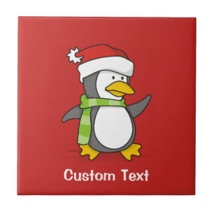 Christmas penguin walking on snow tile