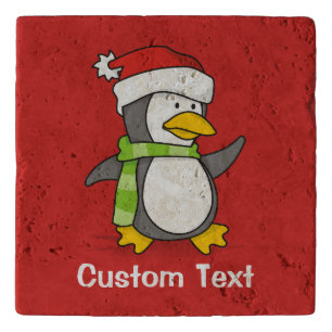 Christmas penguin walking on snow trivet