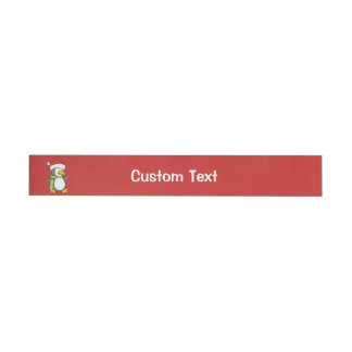 Christmas penguin walking on snow wrap around address label