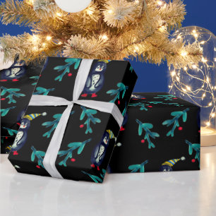 Christmas Penguin Watercolor Art Wrapping Paper