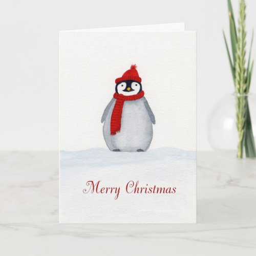 Christmas Penguin watercolor card