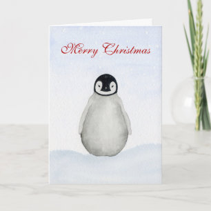 Christmas Penguin Watercolour Card