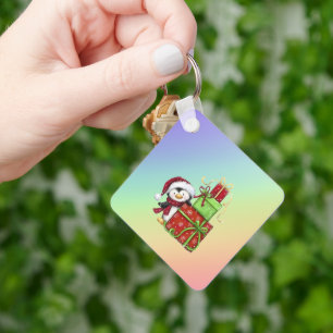Christmas Penguin with Gifts - Festive Fun Decor Keychain