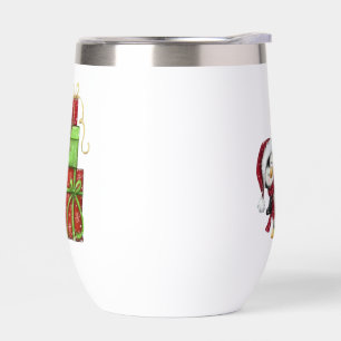 Christmas Penguin with Gifts - Festive Fun Decor Thermal Wine Tumbler