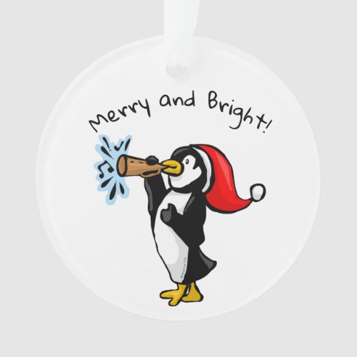 Christmas Penguin with Horn Ornament