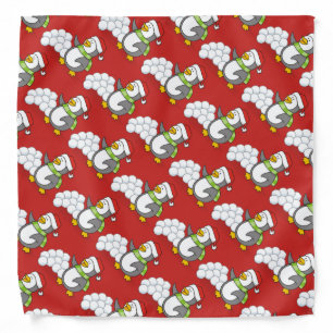 Christmas penguin with snow balls waving bandana