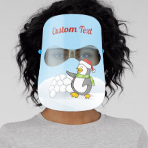 Christmas Penguin with Snow Balls Waving