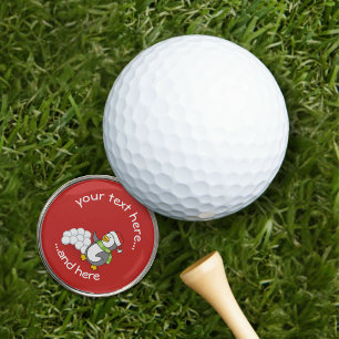 Christmas penguin with snow balls waving golf ball marker