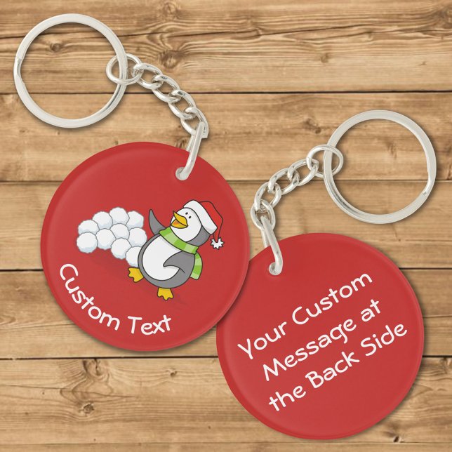 Christmas Penguin with Snow Balls Waving Keychain (Creator Uploaded)