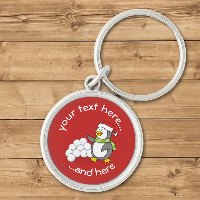 Christmas Penguin with Snow Balls Waving Keychain (Creator Uploaded)