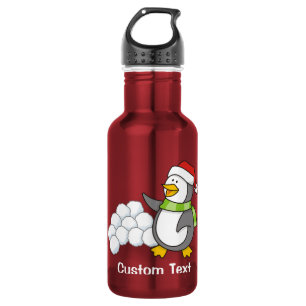 Christmas penguin with snow balls waving stainless steel water bottle