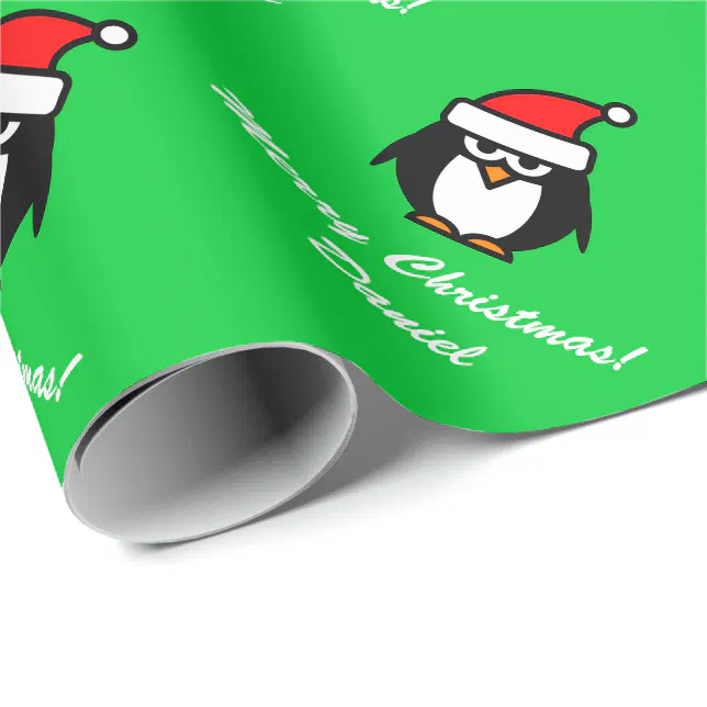 Christmas penguin wrapping paper Personalizable Zazzle