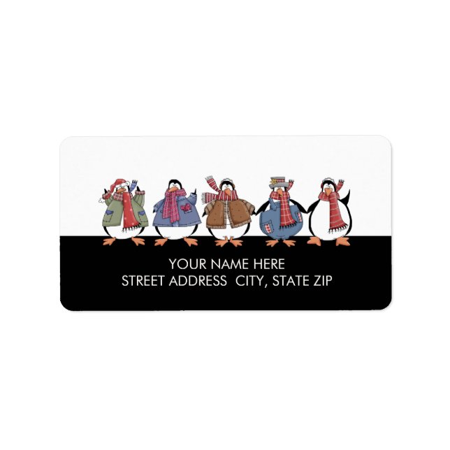 Christmas Penguins Address Mailing Labels (Front)
