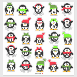 Christmas Penguins Advent Calendar Sticker