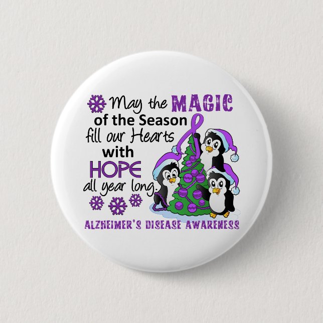 Christmas Penguins Alzheimer's Disease Button (Front)