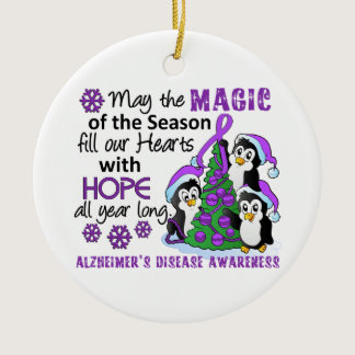 Christmas Penguins Alzheimer's Disease Ceramic Ornament
