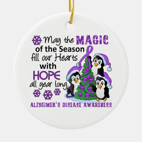 Christmas Penguins Alzheimers Disease Ceramic Ornament