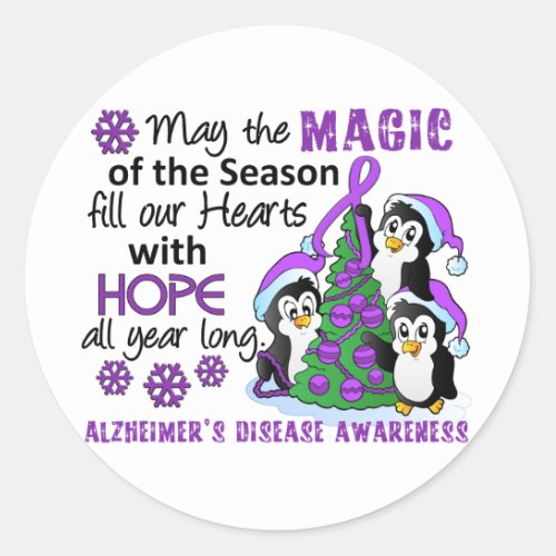 Christmas Penguins Alzheimers Disease Classic Round Sticker