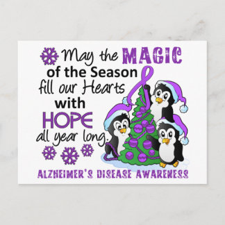 Christmas Penguins Alzheimer's Disease Holiday Postcard