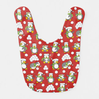 Christmas penguins background baby bib