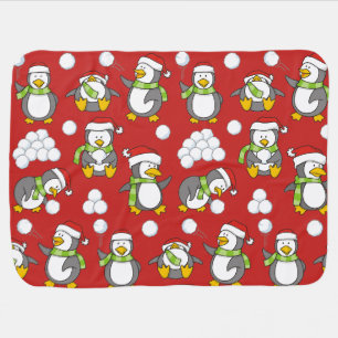 Christmas penguins background baby blanket