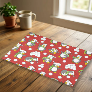 Christmas penguins background cloth placemat