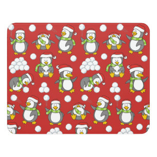 Christmas penguins background door sign