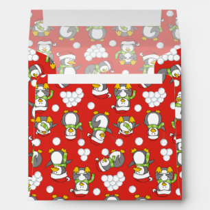 Christmas penguins background envelope