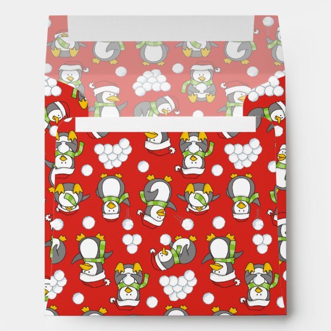 Christmas penguins background envelope (Back (Bottom))