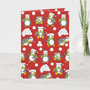 Christmas penguins background holiday card