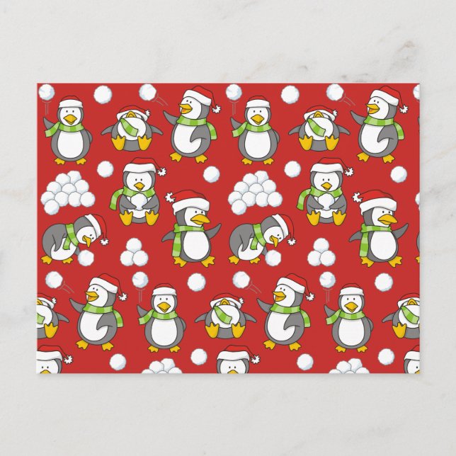 Christmas penguins background holiday postcard (Front)