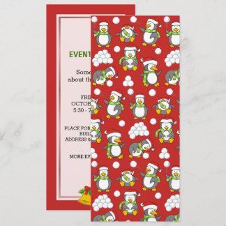 Christmas penguins background invitation