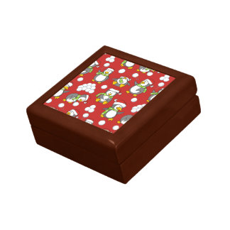 Christmas penguins background jewelry box