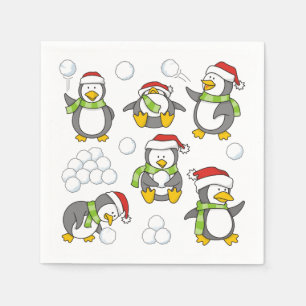 Christmas penguins background napkins