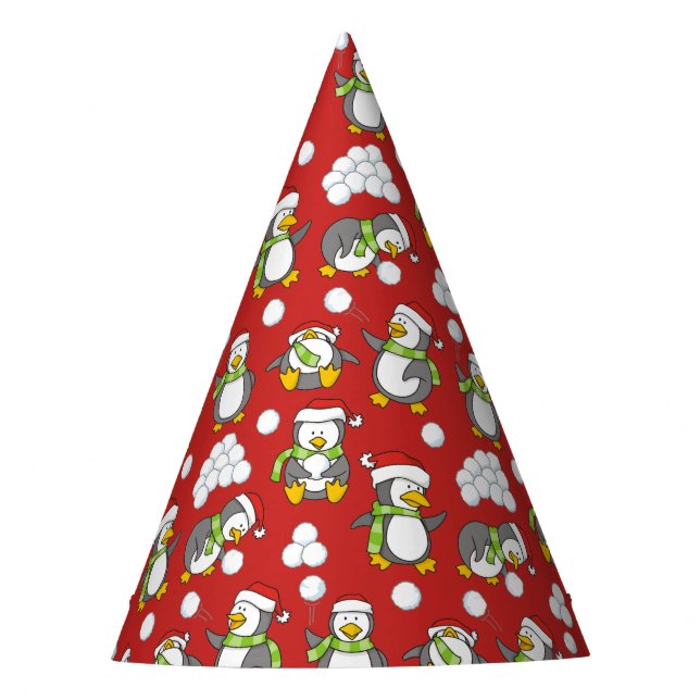 Christmas penguins background party hat (Front)