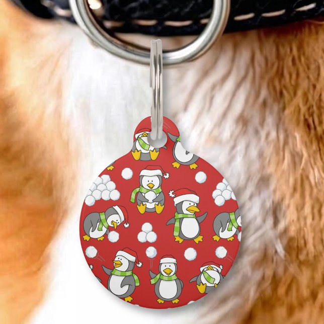 Christmas penguins background pet ID tag (Creator Uploaded)