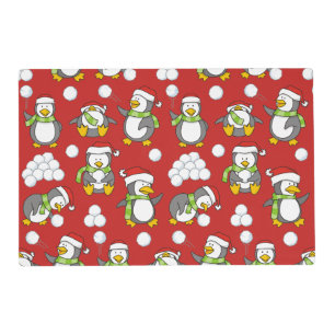 Christmas penguins background placemat