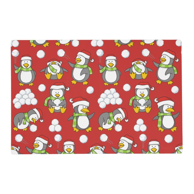Christmas penguins background placemat (Front)