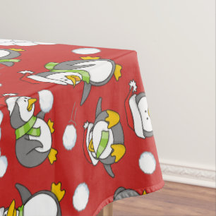 Christmas penguins background tablecloth