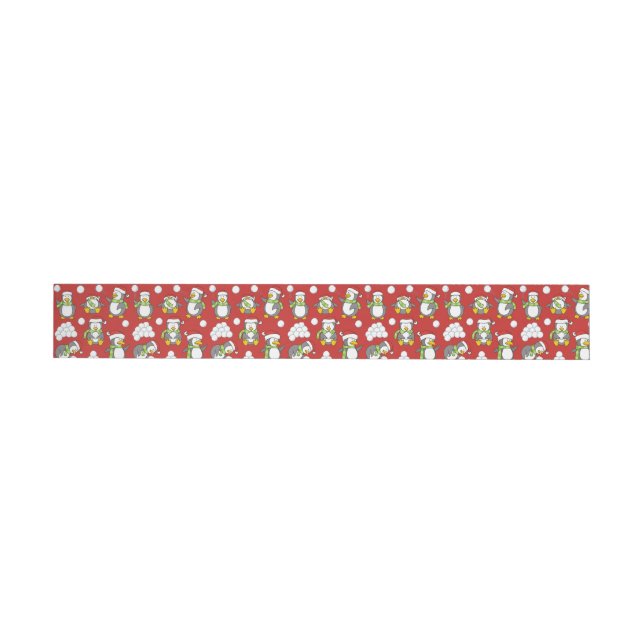 Christmas penguins background wrap around address label (Individual)