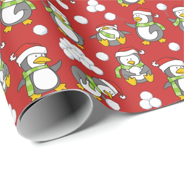 Christmas penguins background wrapping paper (Roll Corner)