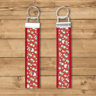 Christmas penguins background wrist keychain