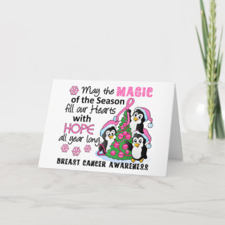 Christmas Penguins Breast Cancer Holiday Card