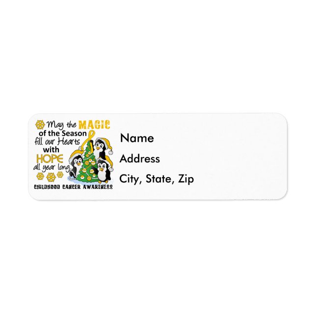 Christmas Penguins Childhood Cancer Label (Front)