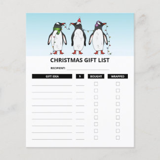 Christmas Penguins - Christmas Gift List Plans