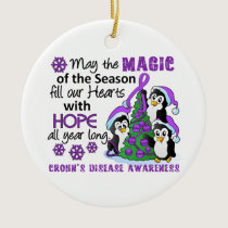 Christmas Penguins Crohn's Disease Ceramic Ornament